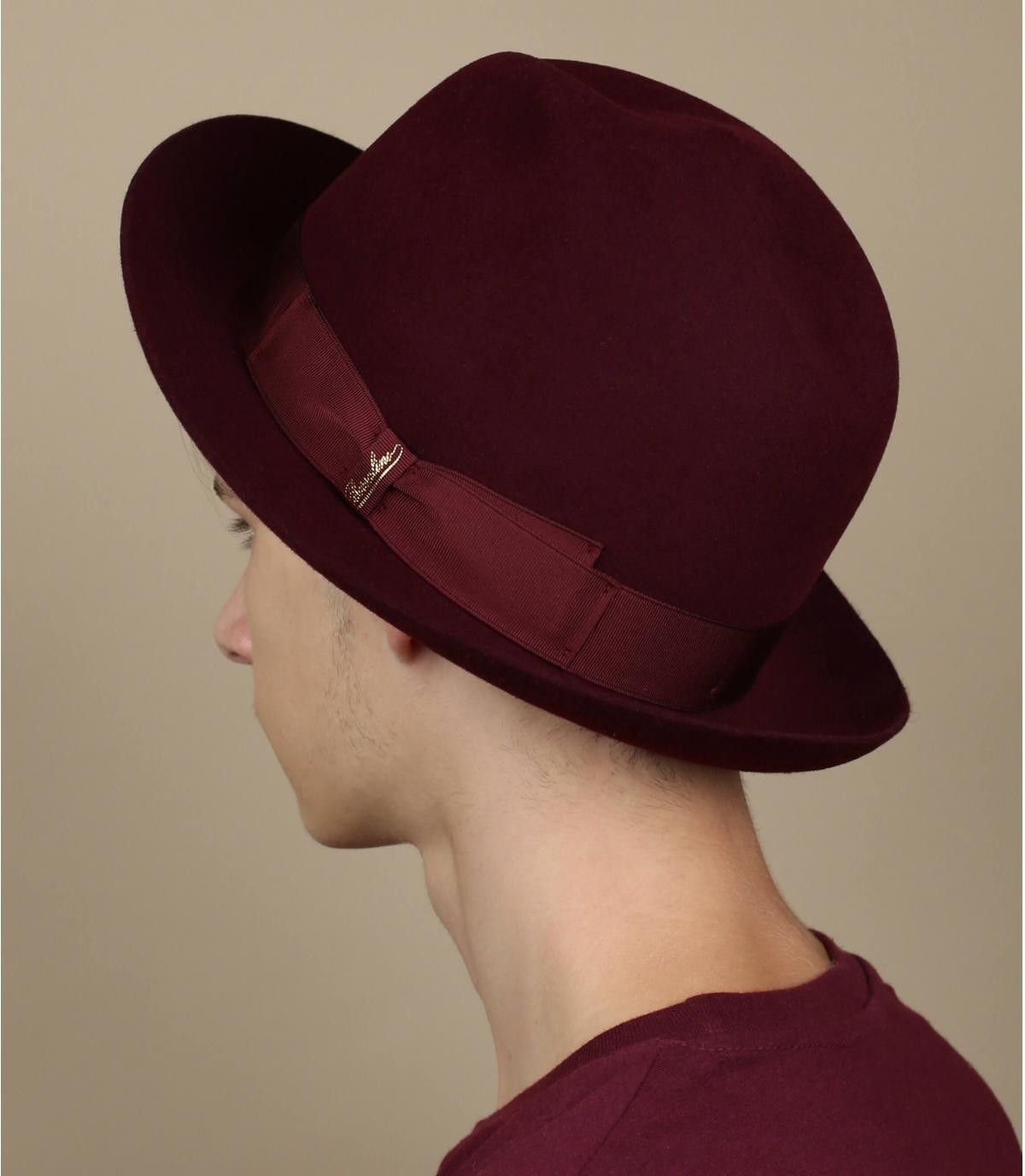 fedora rabbit burgundy Borsalino Marengo burgundy Fur Felt Hat